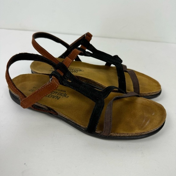Naot Open Toe Sandals Summer Comfort Shoes Brown Black & Taupe - Picture 1 of 6